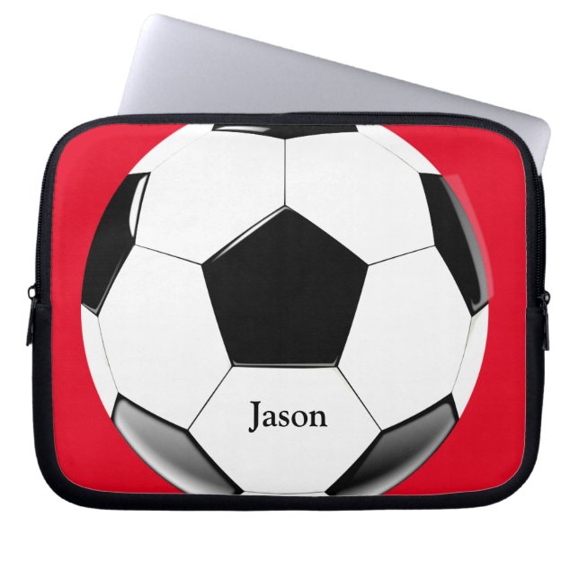 Capa Para Notebook Soccer Ball com Laptop de nome Bag Eletrônicos (Frente)