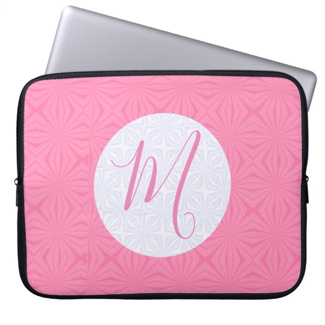 Capa Para Notebook Soft Pink Squiggly Squares Personalized Initial (Frente)