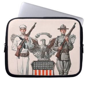 Capa Para Notebook Soldado, marinheiro e protetor dos E.U.
