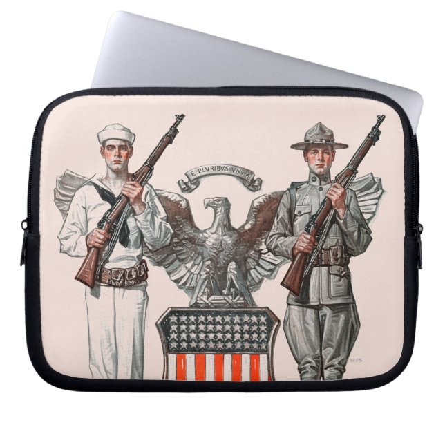 Capa Para Notebook Soldado, marinheiro e protetor dos E.U. (Frente)