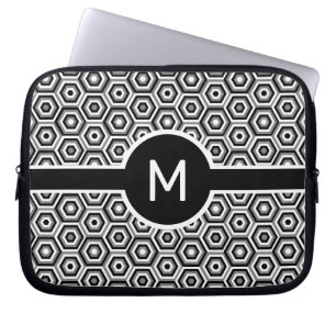 Capa Para Notebook Solteiro - Letra Monograma em Hexágonos Pretos e B
