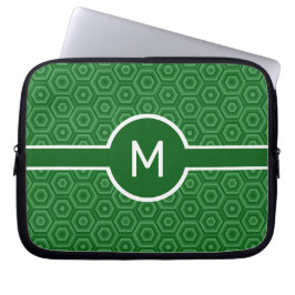 Capa Para Notebook Solteiro - Letra Monograma em Hexágonos Verdes