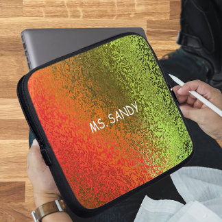 Capa Para Notebook Sombreados em Laranja e Verde Adicionar Nome
