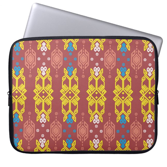 Capa Para Notebook Songket Tenun Geometrik Padrão sem costura com Cre (Frente)