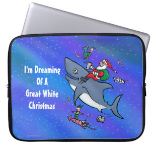 Capa Para Notebook Sonhar Com Um Natal De Tubarão Branco Excelente