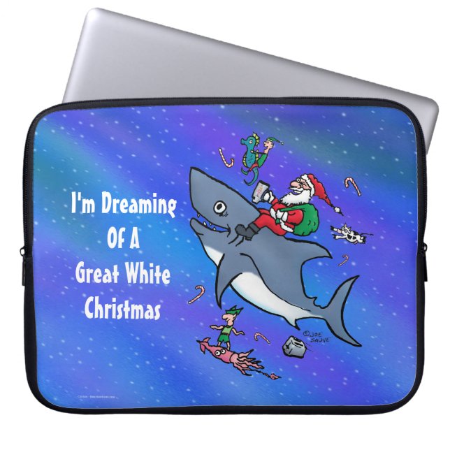 Capa Para Notebook Sonhar Com Um Natal De Tubarão Branco Excelente (Frente)