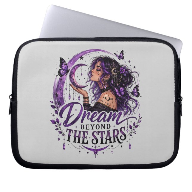 Capa Para Notebook Sonhe Além Das Estrelas Mulher Celestial Roxa (Frente)