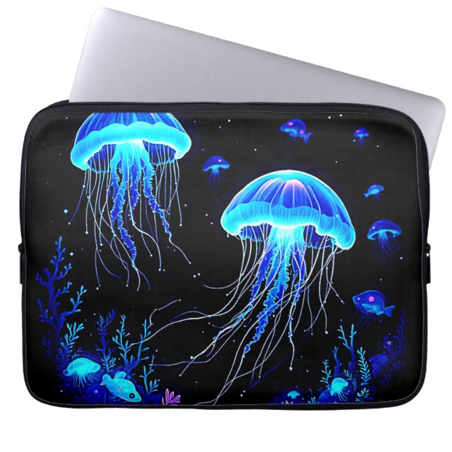 Capa Para Notebook Sonho de medusa bioluminescente (Frente)