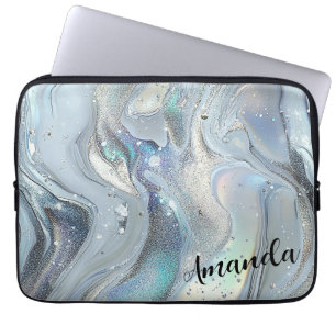 Capa Para Notebook Sonhos de Mármore em Azul
