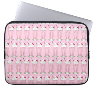 Capa Para Notebook Sorvete de Morango Rosa Shake Milkshake Dessert