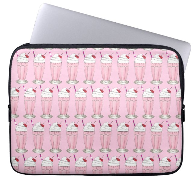 Capa Para Notebook Sorvete de Morango Rosa Shake Milkshake Dessert (Frente)