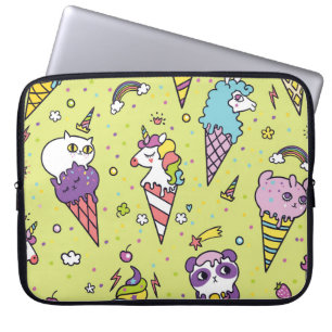 Capa Para Notebook Sorvete pop Cute: Padrão Animal