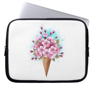 Capa Para Notebook Sorvete Waffle Rosa Sakura Cone