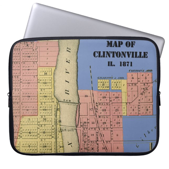 Capa Para Notebook South Elgin Illinois Clintonville Map Art 1871 (Frente)