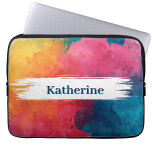 Capa Para Notebook Splash de Pintor de Aquarela Vibrante com Nome Per