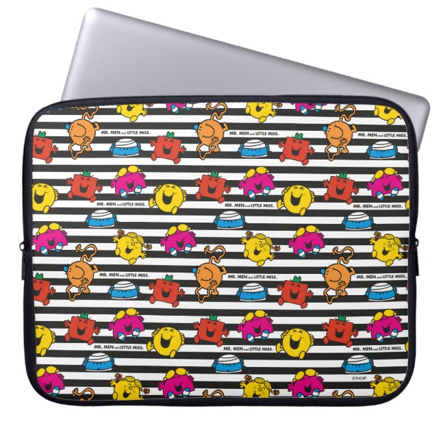 Capa Para Notebook Sr. Men & Little Miss | Padrão de listras (Frente)