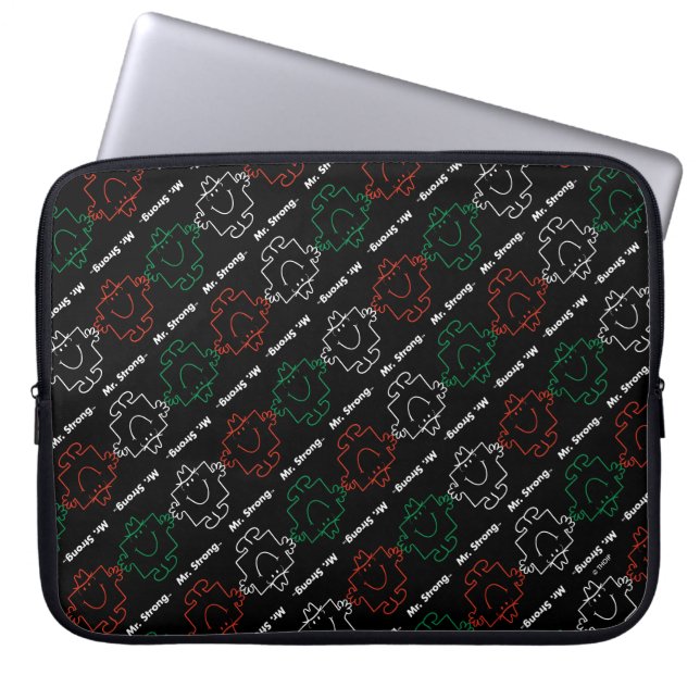Capa Para Notebook Sr. Strong | Padrão vermelho, branco e verde (Frente)