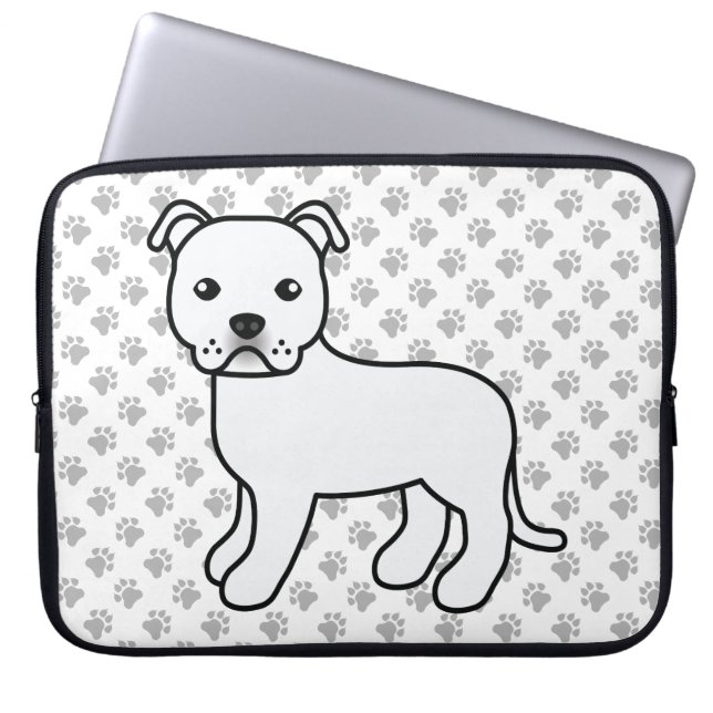 Capa Para Notebook Staffie Inglês Branco Cachorro de Desenho Animado  (Frente)