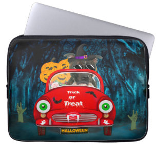 Capa Para Notebook Staffordshire Dog Dirigindo Carro Assustador Hallo