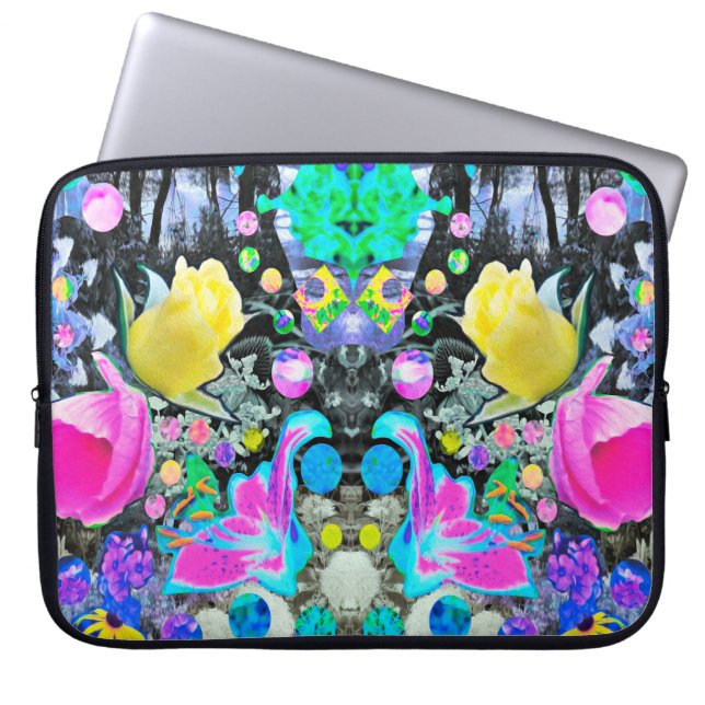 Capa Para Notebook Stargazer Lily, Rosa e Colagem de Hibiscus Rosa (Frente)