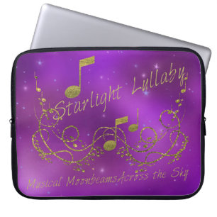 Capa Para Notebook Starlight Lullaby Purple Dourado Music & Sky