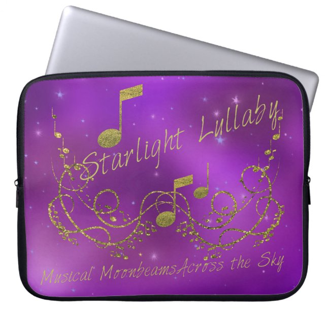 Capa Para Notebook Starlight Lullaby Purple Dourado Music & Sky (Frente)