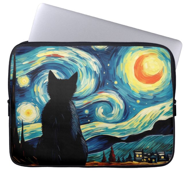 Capa Para Notebook Starry Night Cat (Frente)
