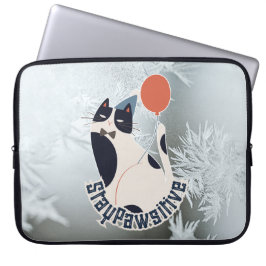 Capa Para Notebook Stay Pawsitive Cat Illustration Modern 15 Inch Lap
