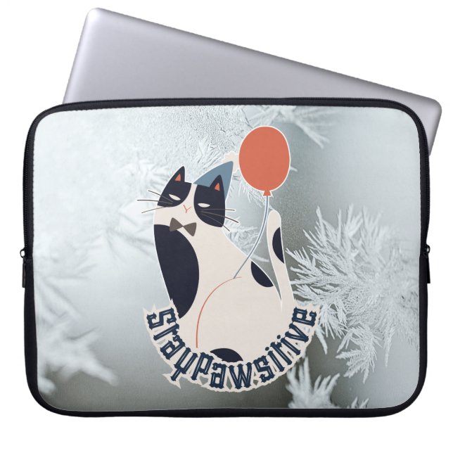 Capa Para Notebook Stay Pawsitive Cat Illustration Modern 15 Inch Lap (Frente)