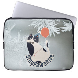 Capa Para Notebook Stay Pawsitive Cat Illustration Modern Neoprene La