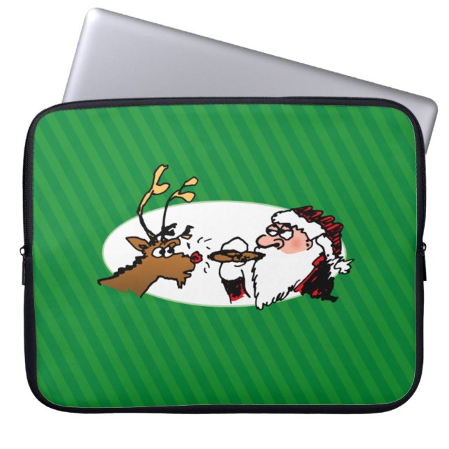 Capa Para Notebook Stogie Smogie Papais noeis Engraçados Greve Verde (Frente)