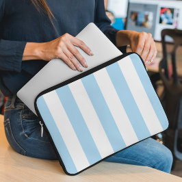 Capa Para Notebook Stripes Azuis, Listras Brancas, Padrão Stripe