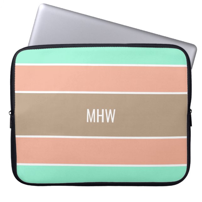 Capa Para Notebook Stripes bolsas de laptop personalizadas de monogra (Frente)