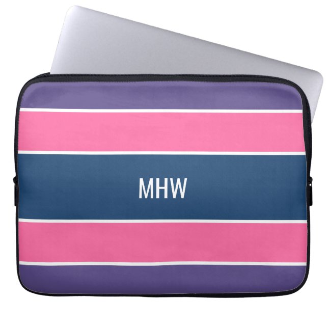 Capa Para Notebook Stripes bolsas de laptop personalizadas de monogra (Frente)