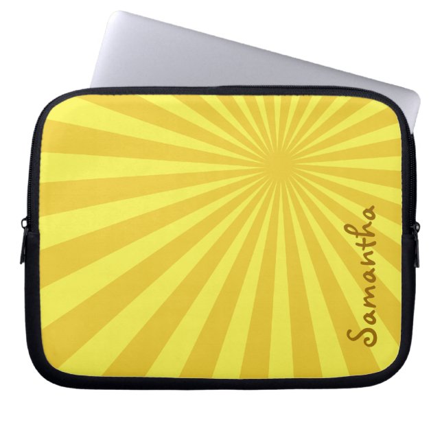 Capa Para Notebook Sunburst Amarelo "Adicionar seu nome" (Frente)
