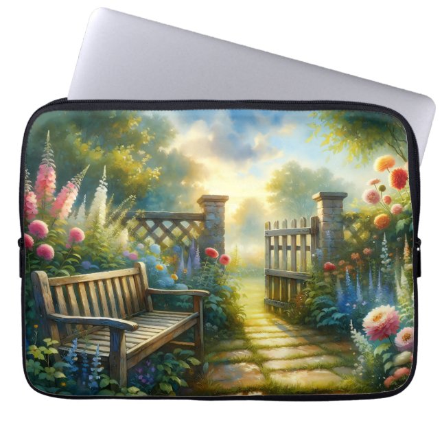 Capa Para Notebook Sunlit Garden Pathway Gate Scene (Frente)