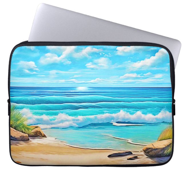 Capa Para Notebook Sunny Beach Waves Design (Frente)