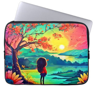 Capa Para Notebook Sunset Dreamer perto do rio