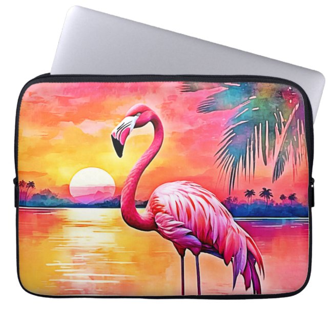 Capa Para Notebook Sunset Flamingo Art Design (Frente)