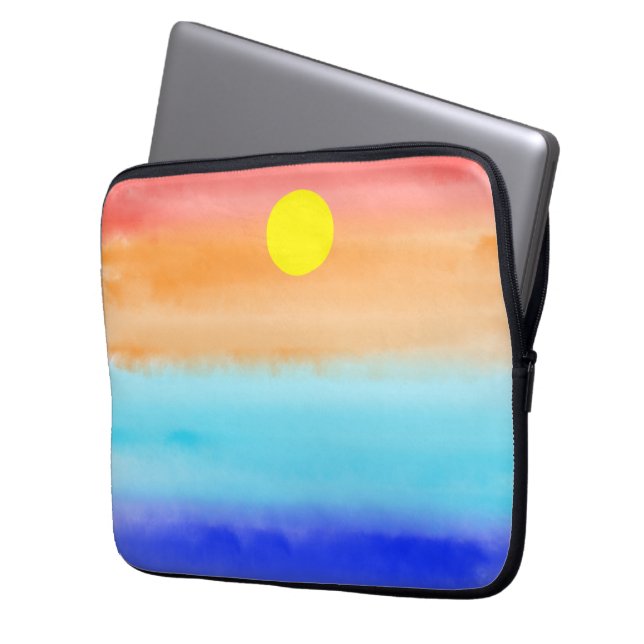 Capa Para Notebook Sunset no oceano Abstrato art Ombre (Frente Esquerda)