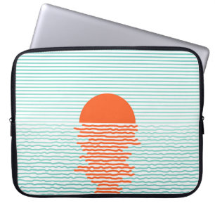 Capa Para Notebook Sunset no oceano - fundo striped. artsuns da linha