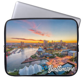 Capa Para Notebook Sunset Over Baltimore, Maryland, EUA