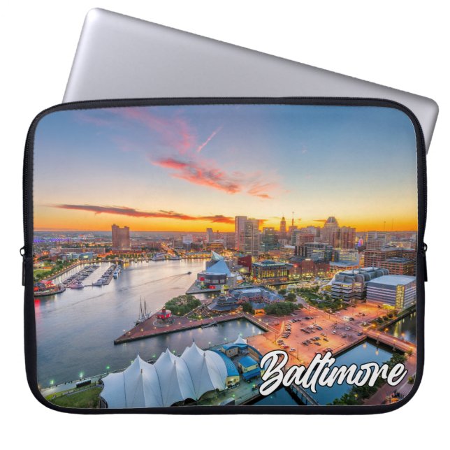 Capa Para Notebook Sunset Over Baltimore, Maryland, EUA (Frente)