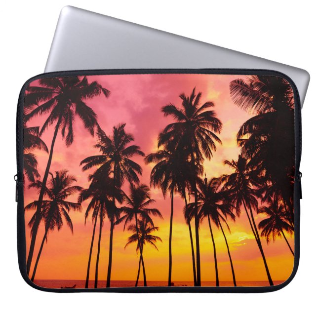 Capa Para Notebook Sunset Tropical: Serenidade Silhueta Palma. (Frente)