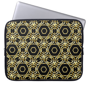 Capa Para Notebook Super Linda flor preta e dourada, sem costura