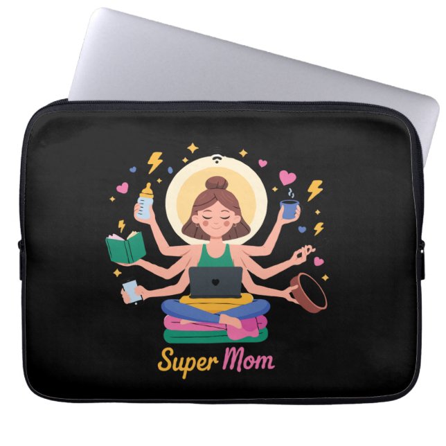 Capa Para Notebook Super Mãe Multitarefa Gráfico do Dia das Mães (Frente)