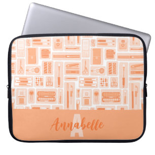 Capa Para Notebook Suprimentos De Arte Cuta Peach Orange Pattern Mono