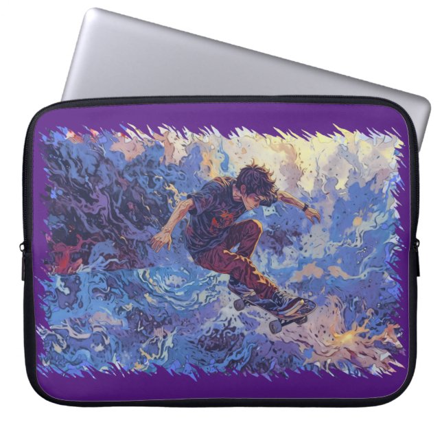Capa Para Notebook Surfando de Skate - Skatista (Frente)
