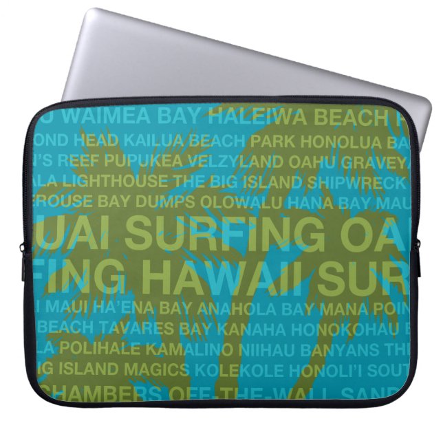 Capa Para Notebook Surfando no Havaí Palm Tree Havaiana WetcaseLaptop (Frente)