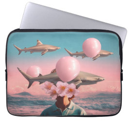 Capa Para Notebook Surreal Dreamscape with Sharks and Balloons